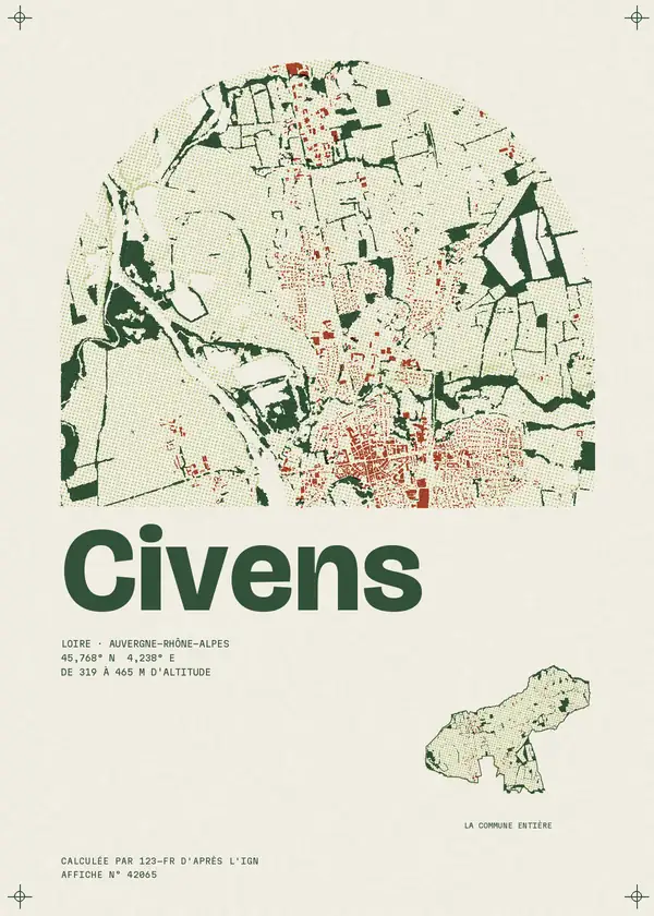 Affiche de Civens, calculée par 123-fr d'après l'IGN