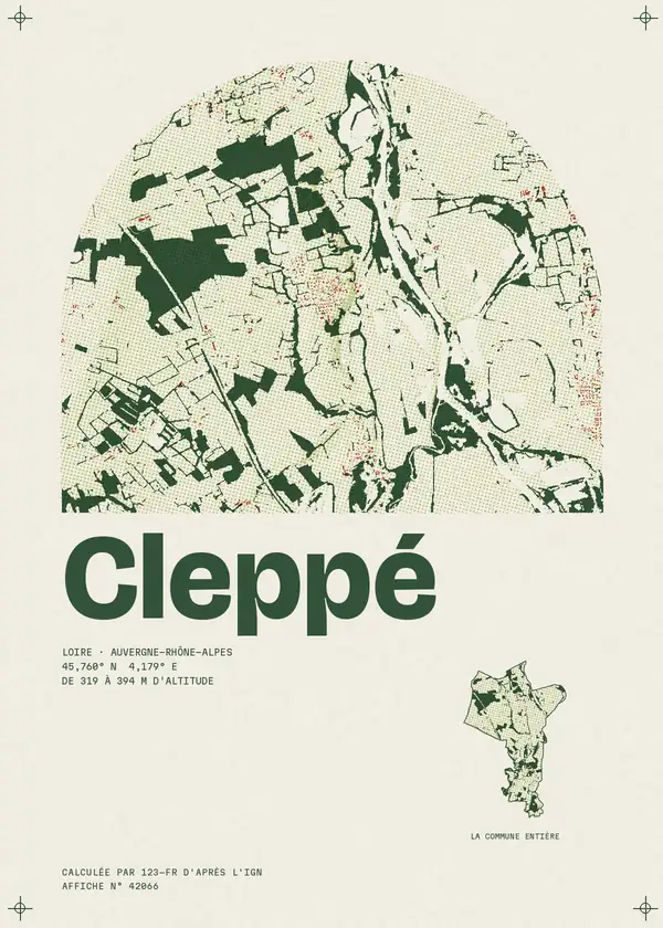 Affiche de Cleppé, calculée par 123-fr d'après l'IGN