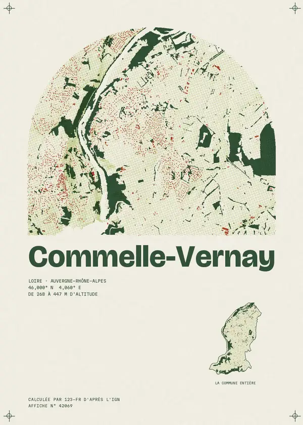 Affiche de Commelle-Vernay, calculée par 123-fr d'après l'IGN
