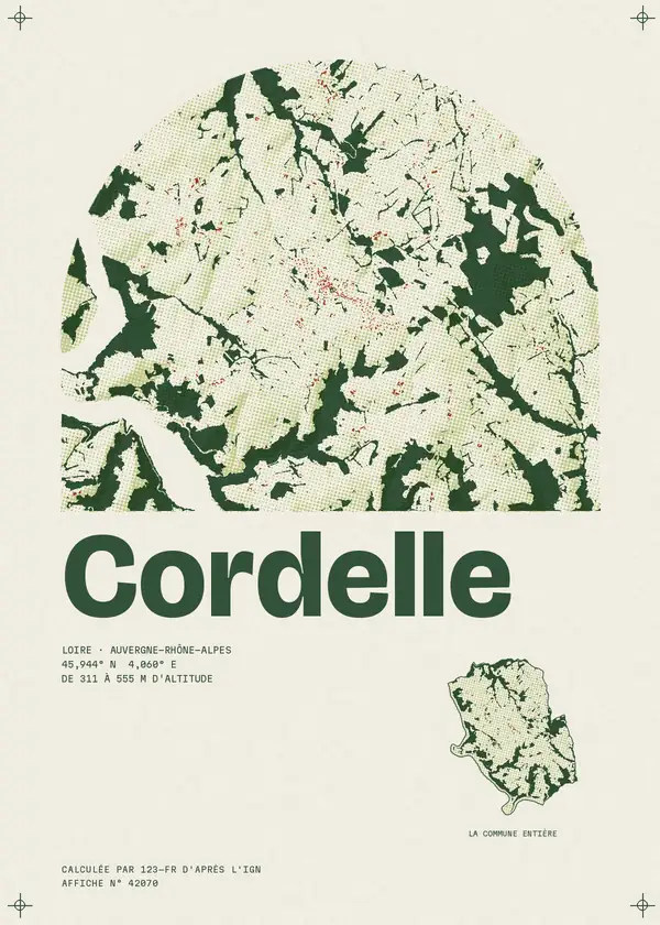 Affiche de Cordelle, calculée par 123-fr d'après l'IGN