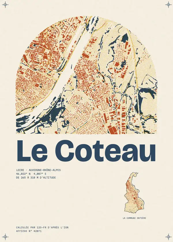 Affiche de Le Coteau, calculée par 123-fr d'après l'IGN