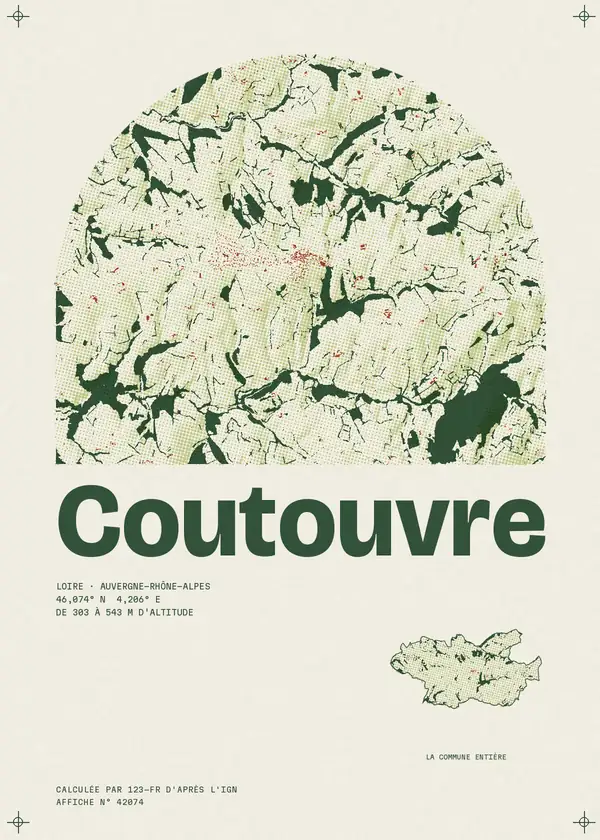 Affiche de Coutouvre, calculée par 123-fr d'après l'IGN