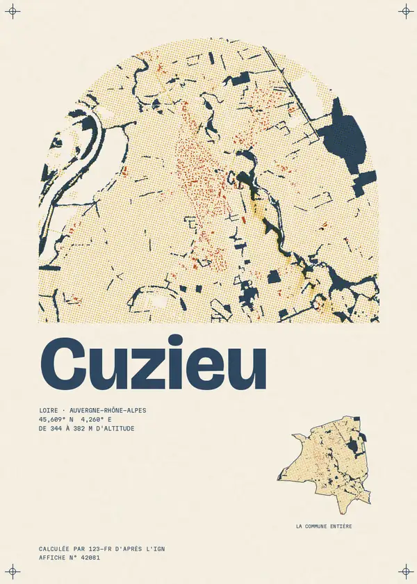 Affiche de Cuzieu, calculée par 123-fr d'après l'IGN