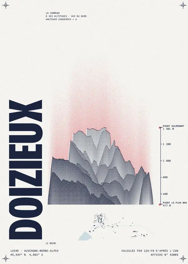 Affiche de Doizieux, calculée par 123-fr d'après l'IGN