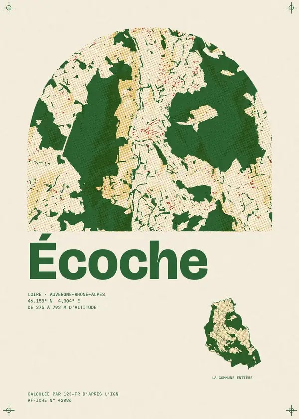 Affiche de Écoche, calculée par 123-fr d'après l'IGN