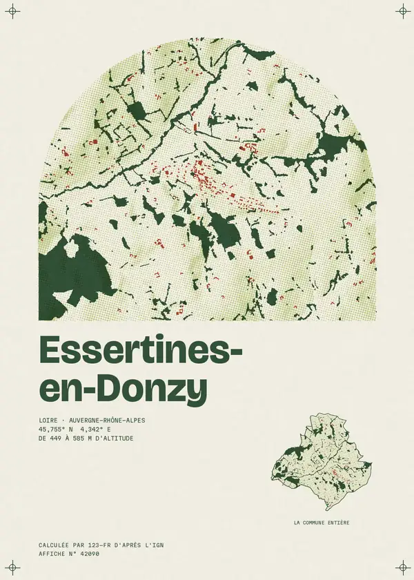 Affiche de Essertines-en-Donzy, calculée par 123-fr d'après l'IGN