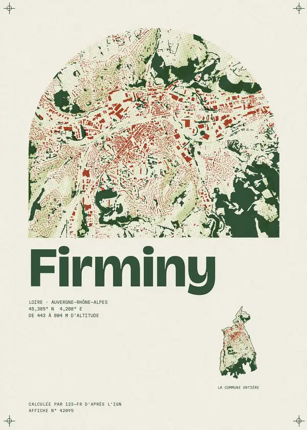 Affiche de Firminy, calculée par 123-fr d'après l'IGN