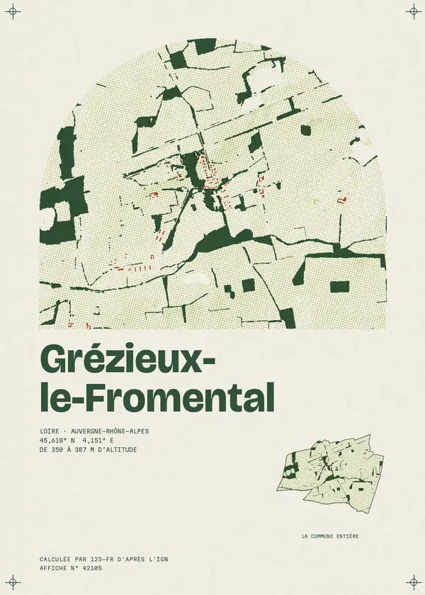 Affiche de Grézieux-le-Fromental, calculée par 123-fr d'après l'IGN