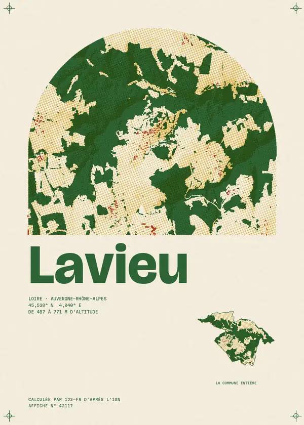 Affiche de Lavieu, calculée par 123-fr d'après l'IGN