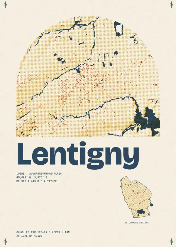 Affiche de Lentigny, calculée par 123-fr d'après l'IGN