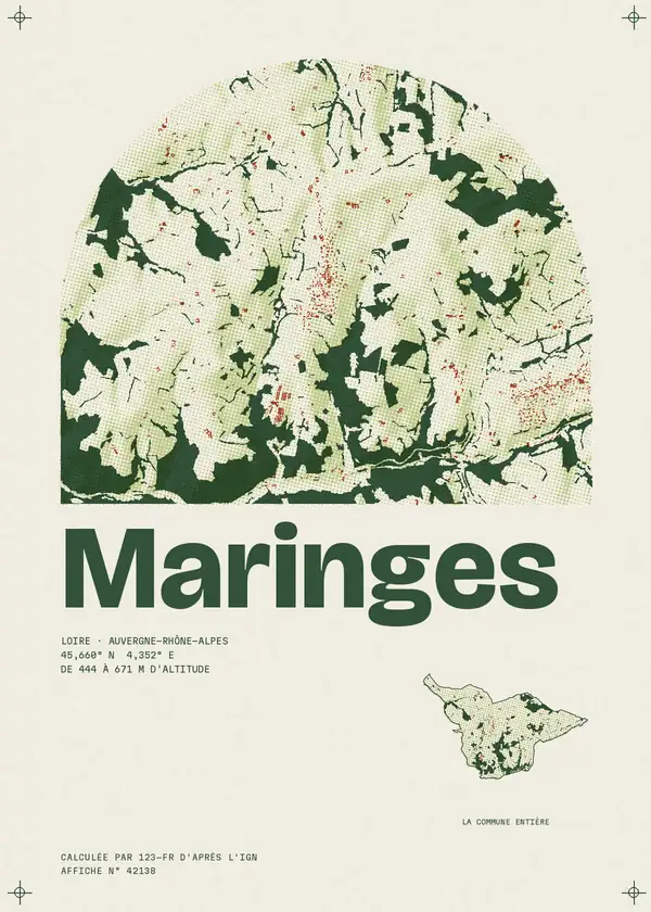 Affiche de Maringes, calculée par 123-fr d'après l'IGN