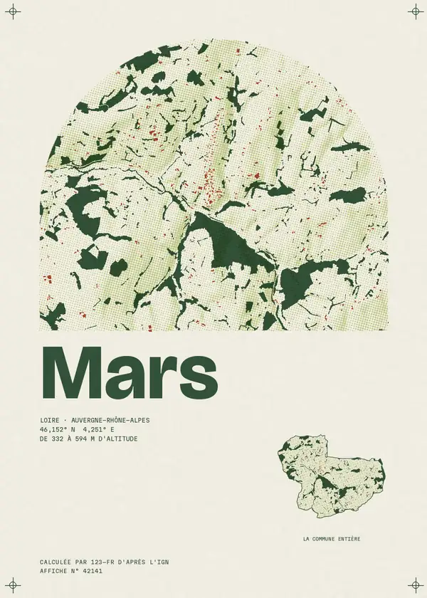 Affiche de Mars, calculée par 123-fr d'après l'IGN