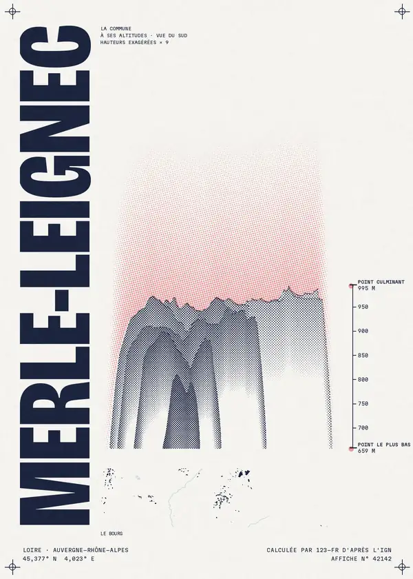Affiche de Merle-Leignec, calculée par 123-fr d'après l'IGN