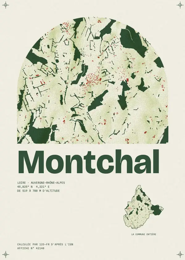 Affiche de Montchal, calculée par 123-fr d'après l'IGN