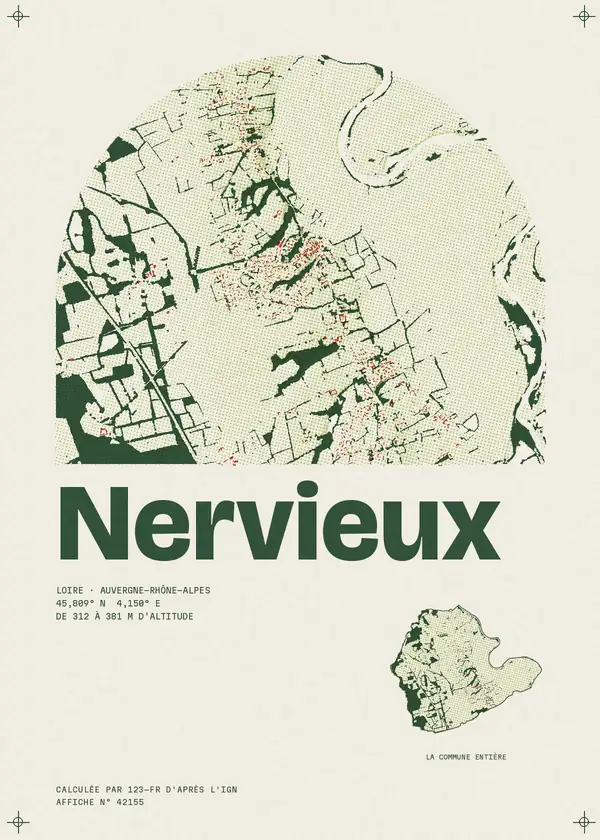 Affiche de Nervieux, calculée par 123-fr d'après l'IGN