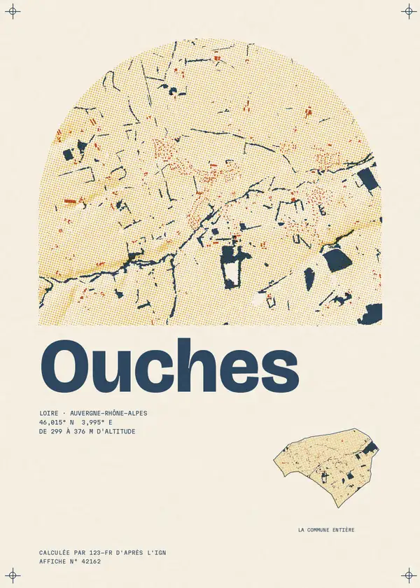 Affiche de Ouches, calculée par 123-fr d'après l'IGN