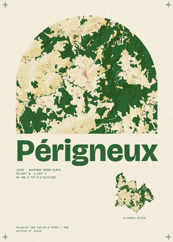 Affiche de Périgneux, calculée par 123-fr d'après l'IGN