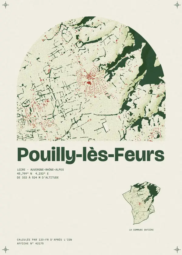 Affiche de Pouilly-lès-Feurs, calculée par 123-fr d'après l'IGN