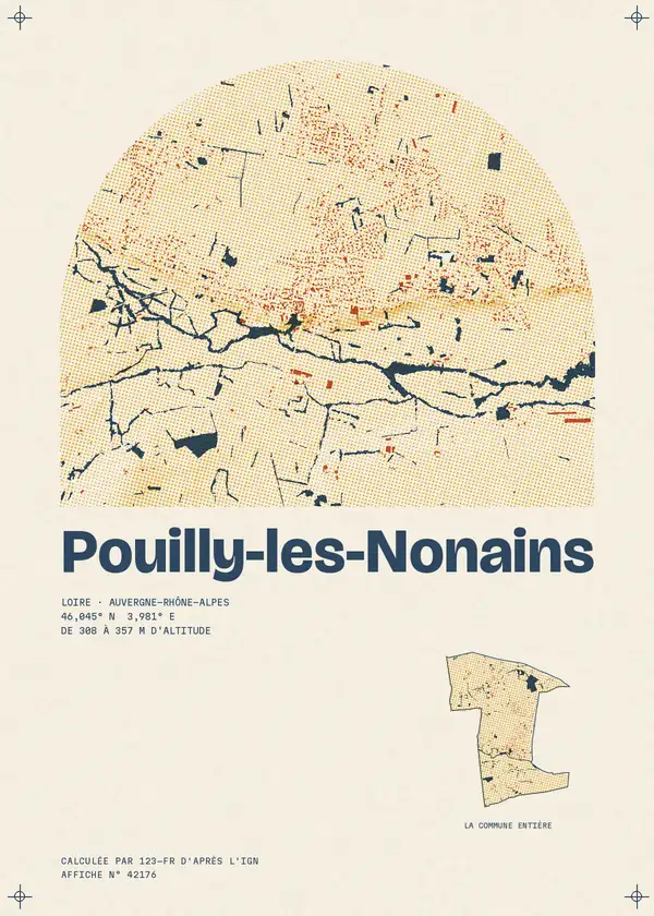 Affiche de Pouilly-les-Nonains, calculée par 123-fr d'après l'IGN