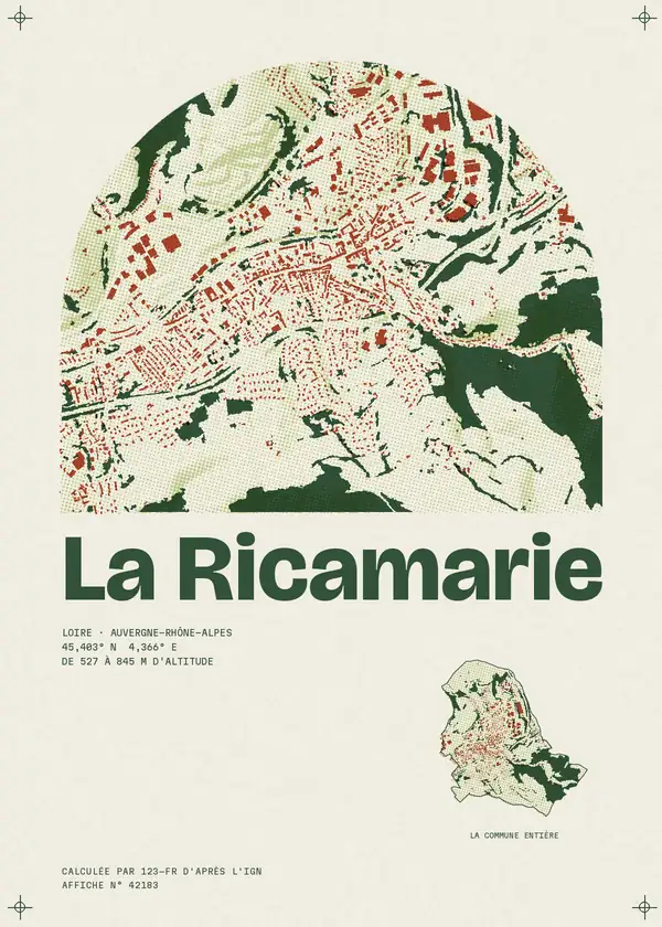 Affiche de La Ricamarie, calculée par 123-fr d'après l'IGN