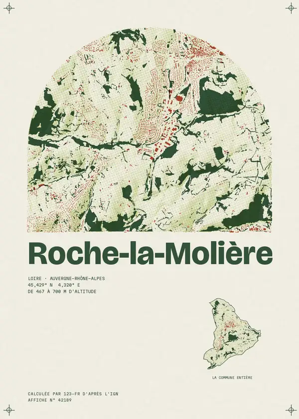 Affiche de Roche-la-Molière, calculée par 123-fr d'après l'IGN