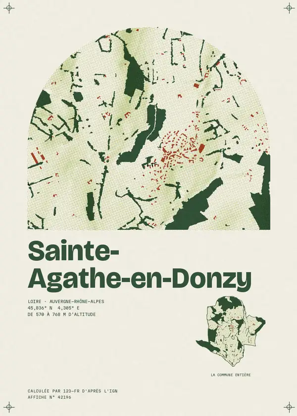 Affiche de Sainte-Agathe-en-Donzy, calculée par 123-fr d'après l'IGN