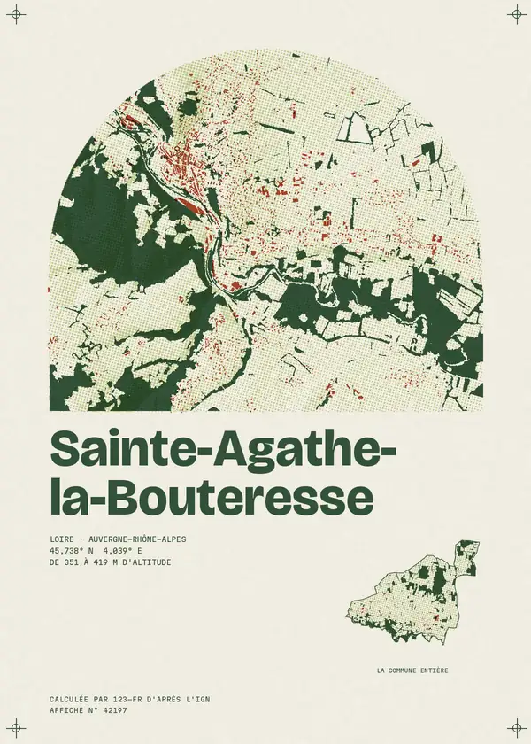 Affiche de Sainte-Agathe-la-Bouteresse, calculée par 123-fr d'après l'IGN