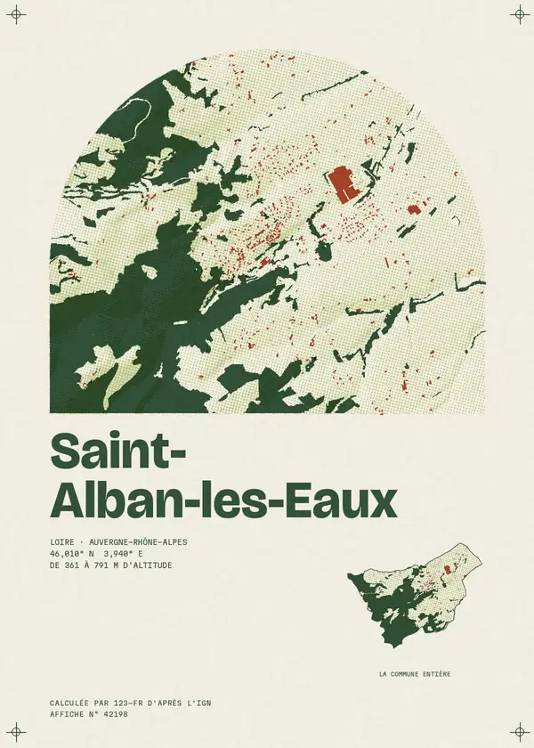 Affiche de Saint-Alban-les-Eaux, calculée par 123-fr d'après l'IGN