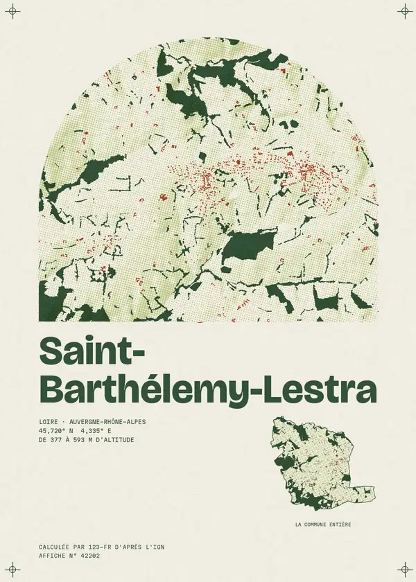 Affiche de Saint-Barthélemy-Lestra, calculée par 123-fr d'après l'IGN