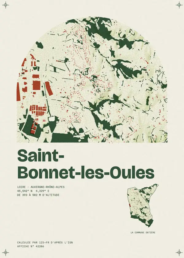 Affiche de Saint-Bonnet-les-Oules, calculée par 123-fr d'après l'IGN