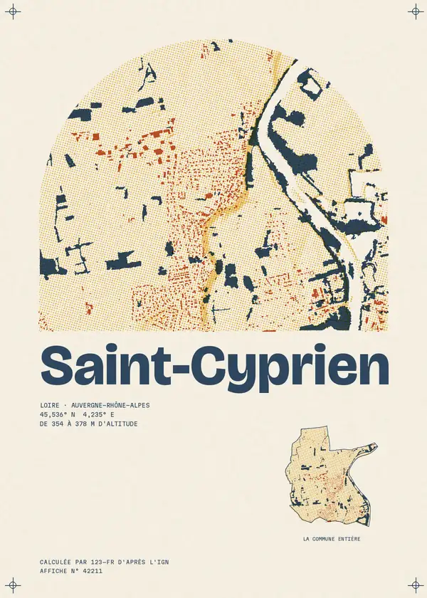 Affiche de Saint-Cyprien, calculée par 123-fr d'après l'IGN