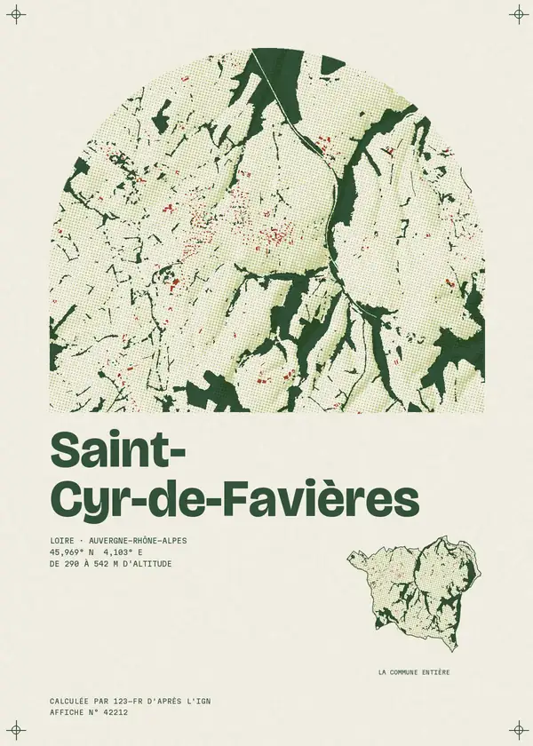 Affiche de Saint-Cyr-de-Favières, calculée par 123-fr d'après l'IGN