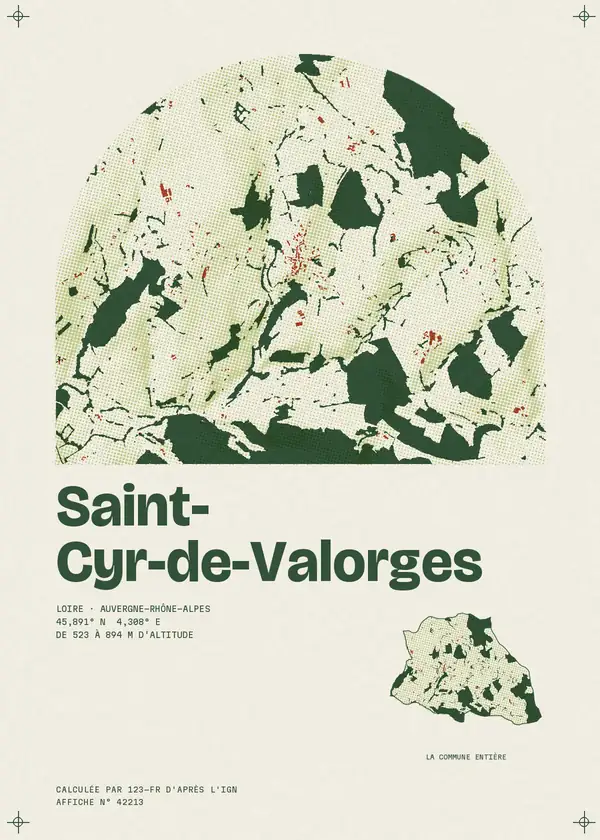 Affiche de Saint-Cyr-de-Valorges, calculée par 123-fr d'après l'IGN
