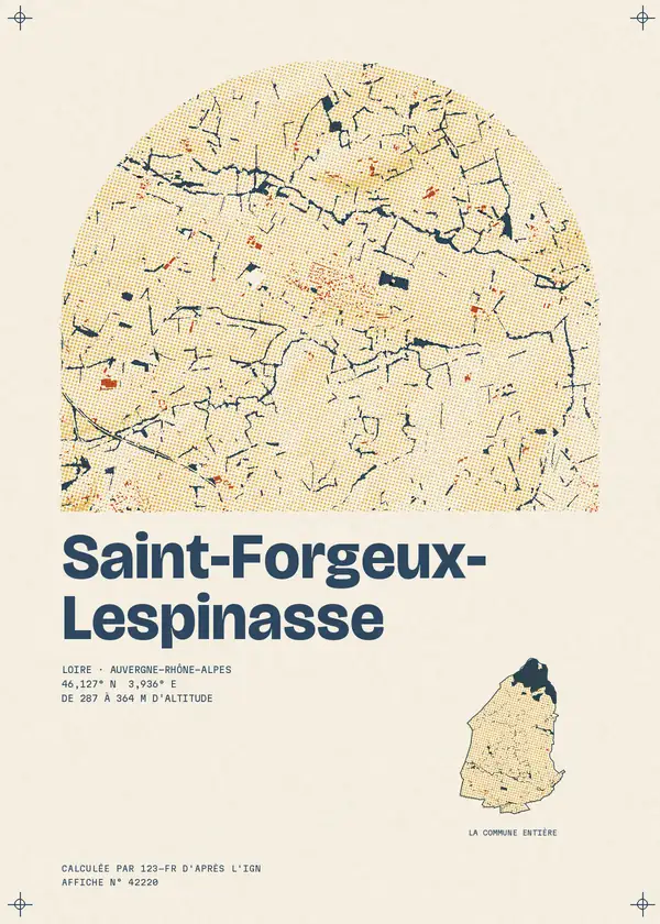 Affiche de Saint-Forgeux-Lespinasse, calculée par 123-fr d'après l'IGN