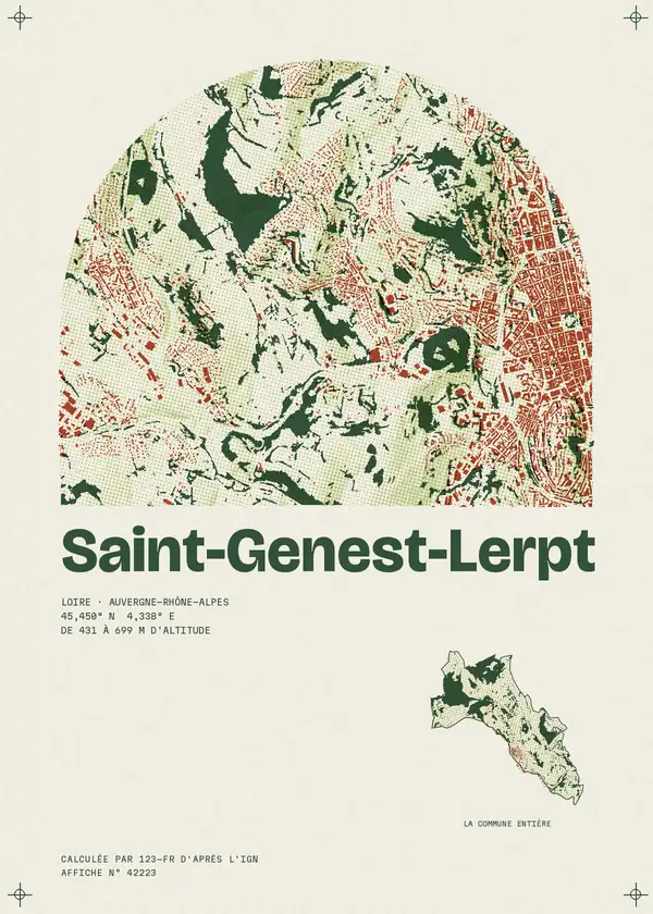 Affiche de Saint-Genest-Lerpt, calculée par 123-fr d'après l'IGN