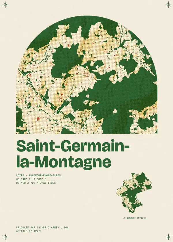 Affiche de Saint-Germain-la-Montagne, calculée par 123-fr d'après l'IGN