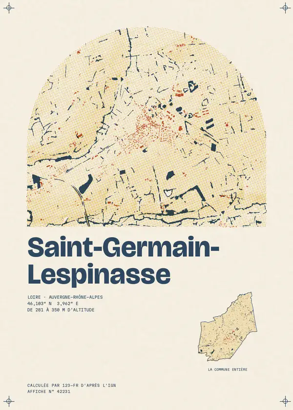 Affiche de Saint-Germain-Lespinasse, calculée par 123-fr d'après l'IGN