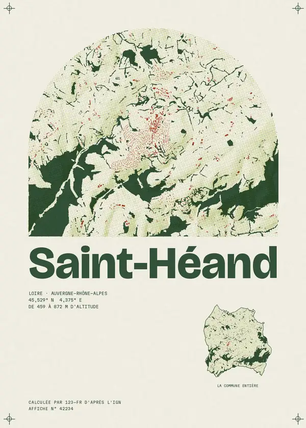 Affiche de Saint-Héand, calculée par 123-fr d'après l'IGN