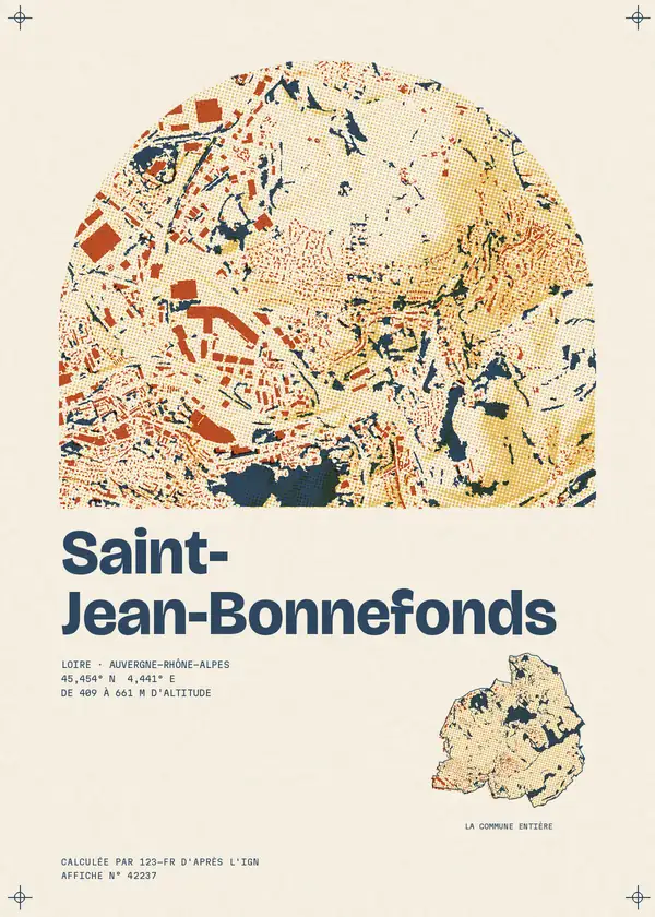 Affiche de Saint-Jean-Bonnefonds, calculée par 123-fr d'après l'IGN