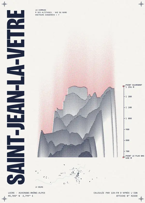 Affiche de Saint-Jean-la-Vêtre, calculée d'après l'IGN