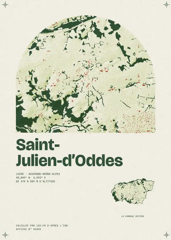 Affiche de Saint-Julien-d'Oddes, calculée par 123-fr d'après l'IGN