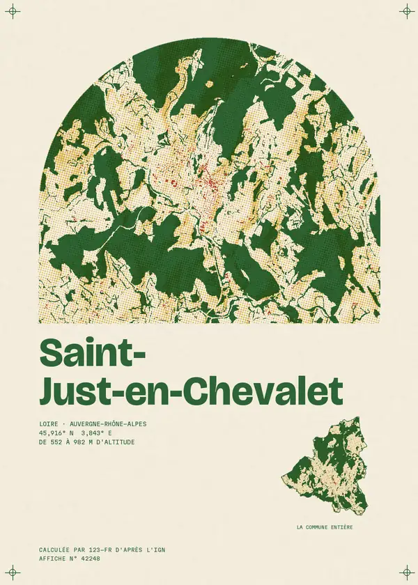 Affiche de Saint-Just-en-Chevalet, calculée d'après l'IGN