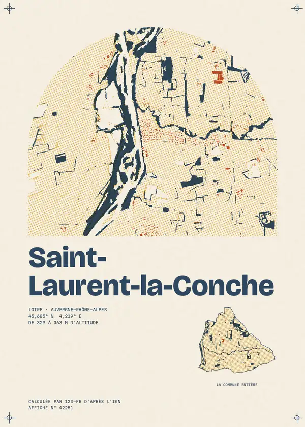 Affiche de Saint-Laurent-la-Conche, calculée par 123-fr d'après l'IGN