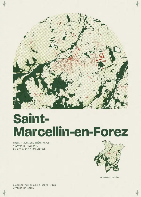 Affiche de Saint-Marcellin-en-Forez, calculée par 123-fr d'après l'IGN