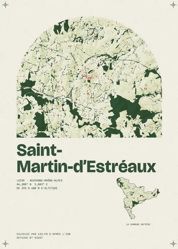 Affiche de Saint-Martin-d'Estréaux, calculée par 123-fr d'après l'IGN