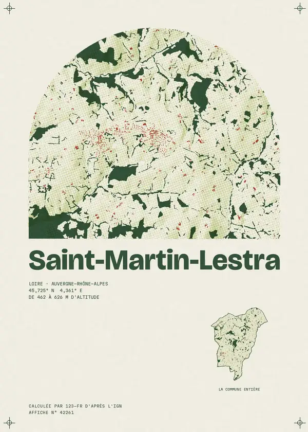 Affiche de Saint-Martin-Lestra, calculée par 123-fr d'après l'IGN