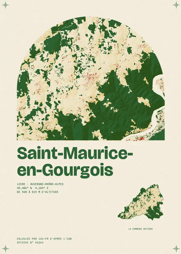 Affiche de Saint-Maurice-en-Gourgois, calculée par 123-fr d'après l'IGN