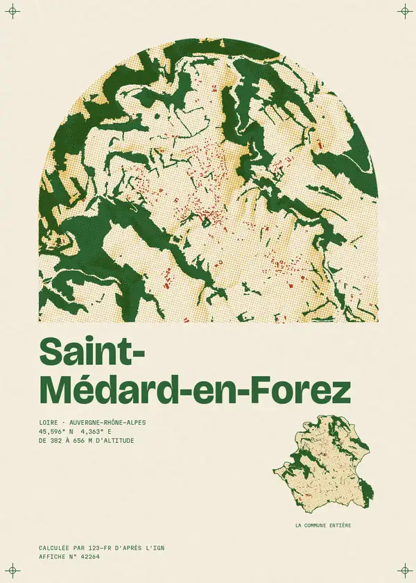 Affiche de Saint-Médard-en-Forez, calculée par 123-fr d'après l'IGN