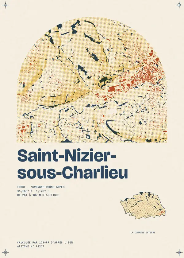 Affiche de Saint-Nizier-sous-Charlieu, calculée par 123-fr d'après l'IGN