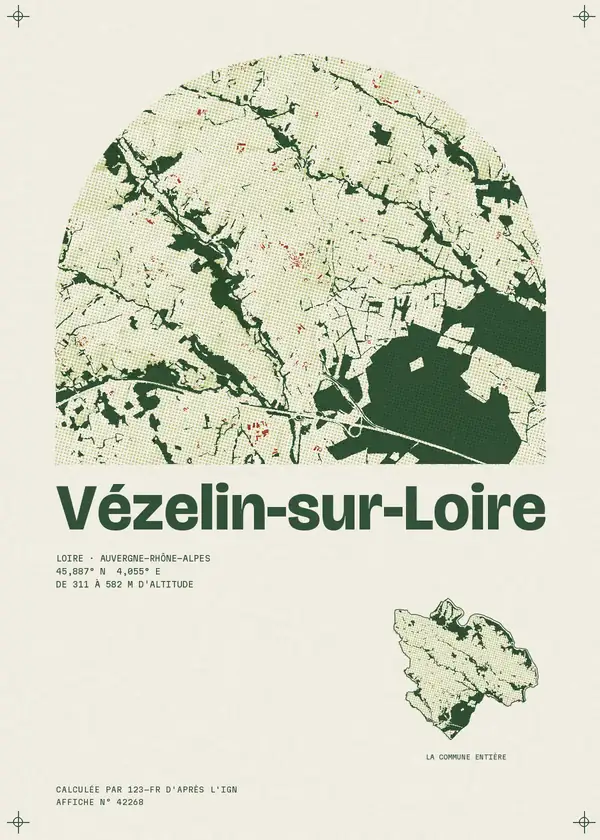 Affiche de Vézelin-sur-Loire, calculée par 123-fr d'après l'IGN